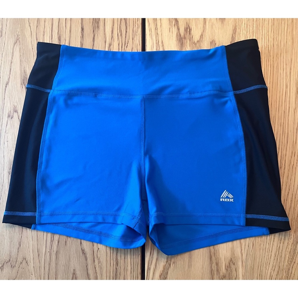 RBX Activewear Shorts Womens XL Blue Black Colorblock Athletic Gym Workout